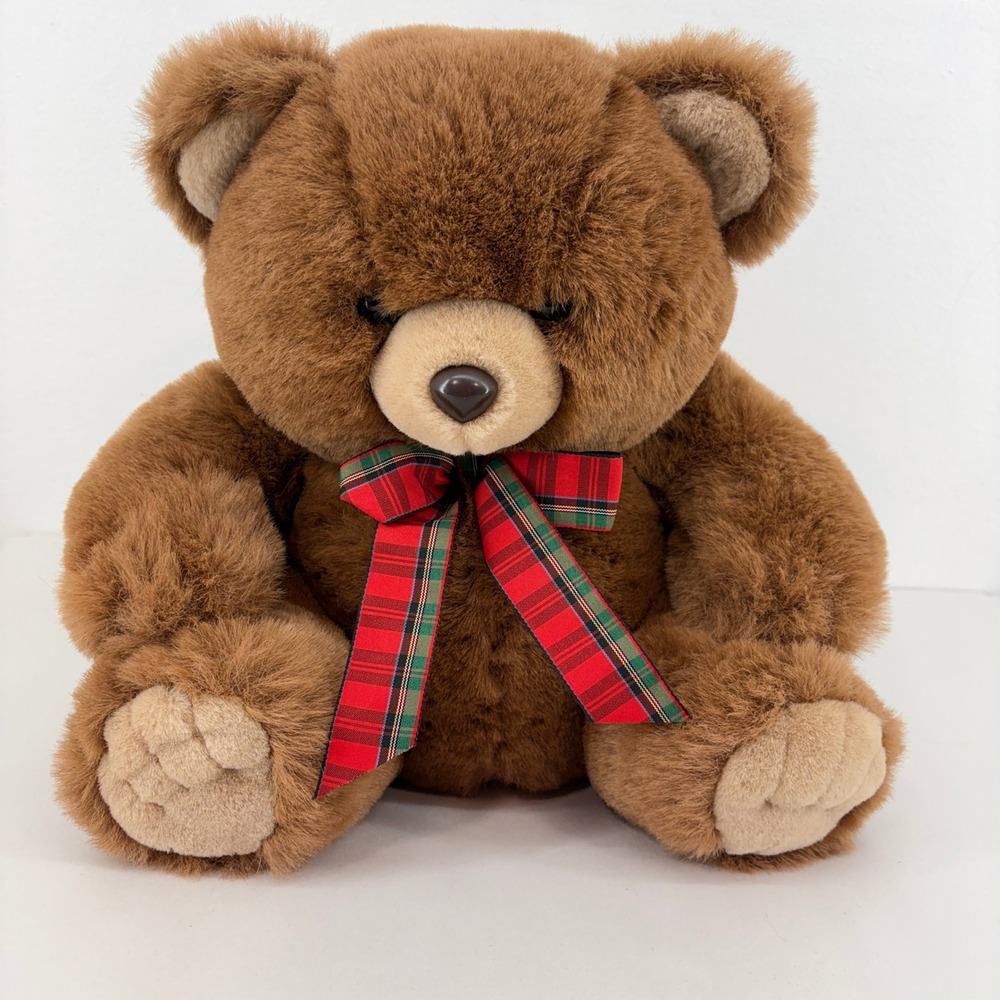 Russ Berrie Hess Allentown Promo Teddy Bear 9105 Plush Plaid Tartan Bow Vintage